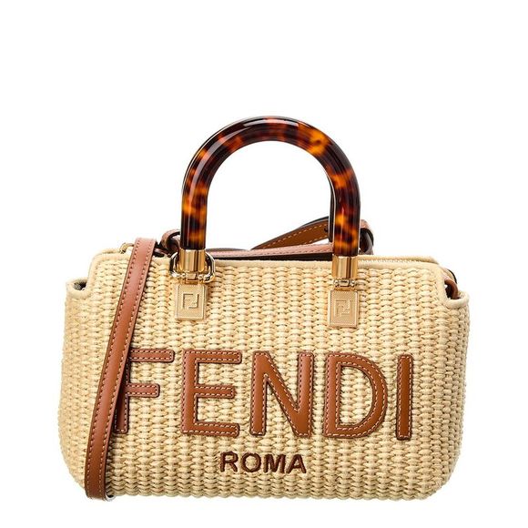FENDI Handbags - Fendi By The Way Mini Raffia Shoulder Bag, Beige